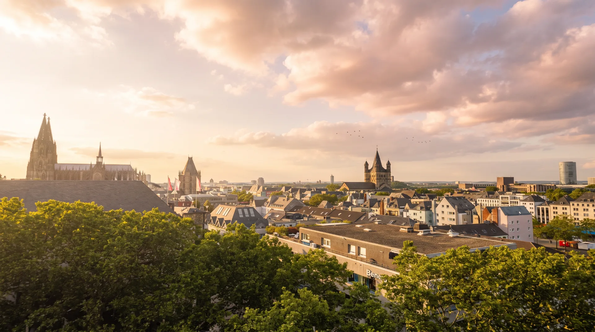 Visualisierte Aussicht über die Kölner Altstadt zum Dom